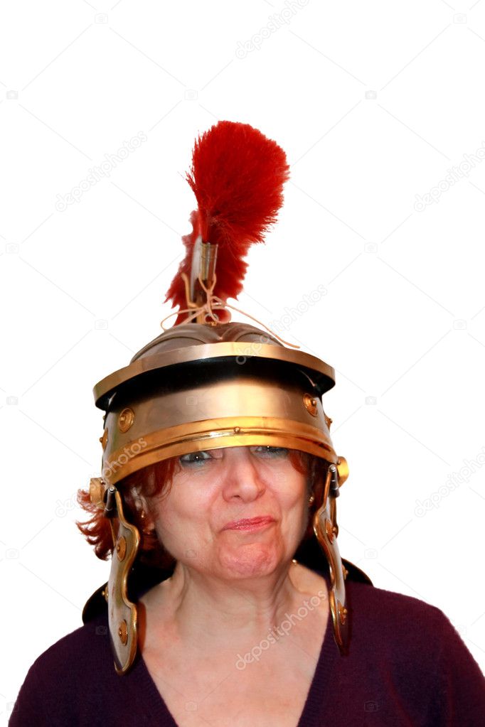 Funny Portraits - Woman With Roman Helmet