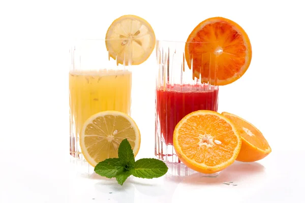 Röd apelsin och citronjuice — Stockfoto