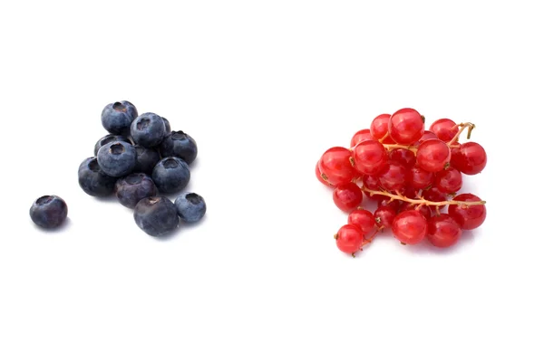 Bogyós gyümölcsök: A fekete áfonya és a piros ribizli — Stock Fotó