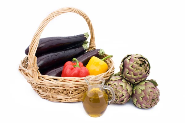 Warzywa i oliwy z oliwek — Zdjęcie stockowe