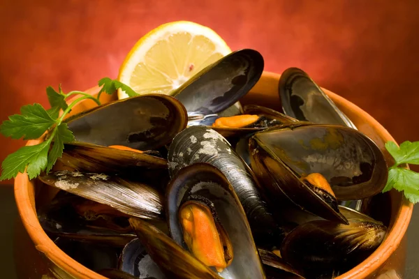 Closeup Of Mussels Soup — Stock Photo, Image
