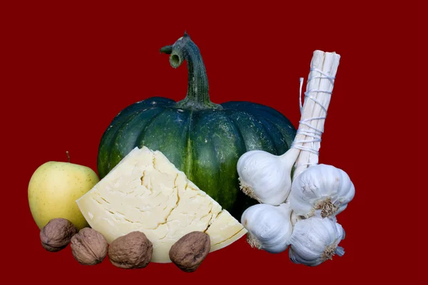 Obst, Gemüse und Käse — Stockfoto