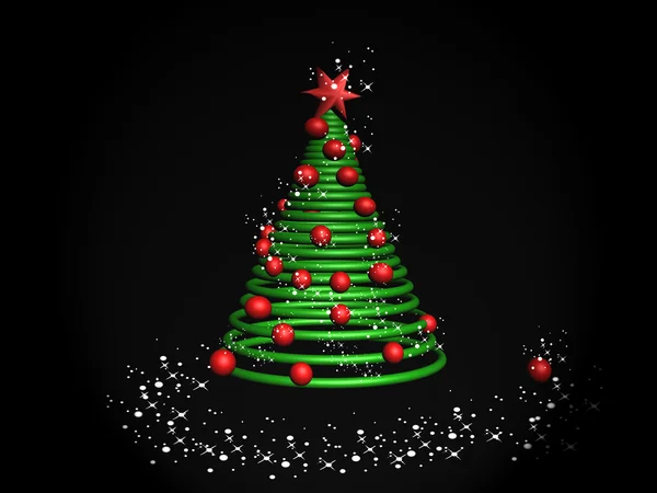 圣诞插画 圣诞树上黑色背景 — 图库照片