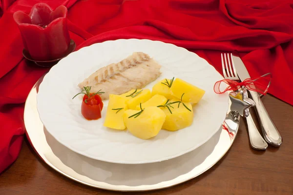 Fish Plate On Christmas Table — Stock Photo, Image