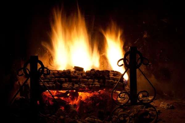 Seasonal Holiday Fire Fireplace — Stock Photo, Image
