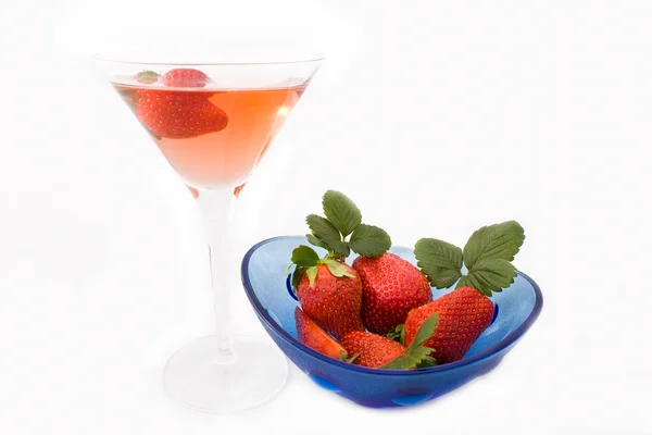 Glass With Champagne And Strawberries — Stock Photo, Image