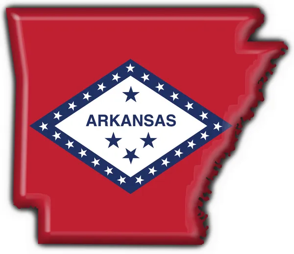 Arkansas (stan Usa) przycisk flaga mapę kształt — Zdjęcie stockowe