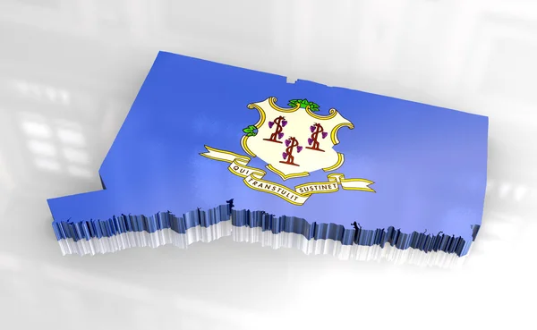 3d-康涅狄格州旗地图 — 图库照片