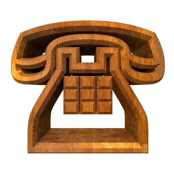 Símbolo del teléfono en madera - 3D —  Fotos de Stock