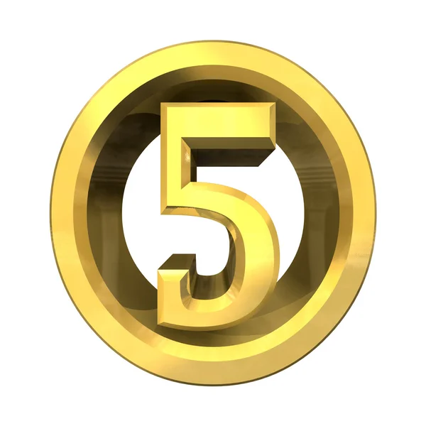 3d número 5 en oro — Foto de Stock