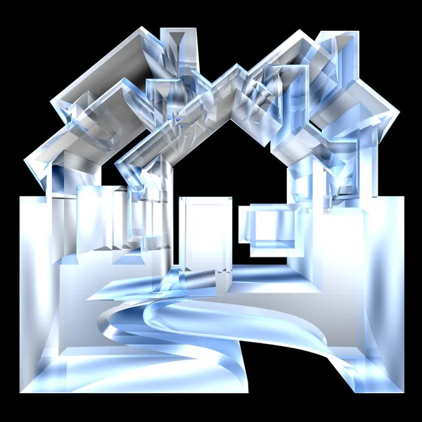 House Icon in glass - 3d — Stock Photo, Image