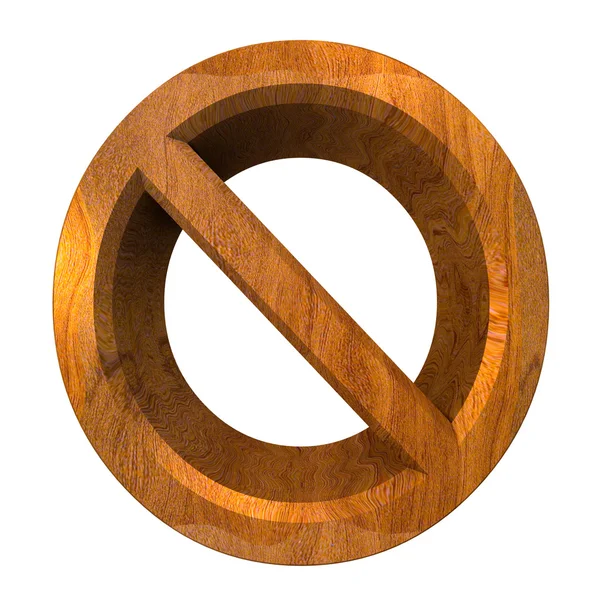 Forbidden symbol in wood (3d) — Stock Photo, Image