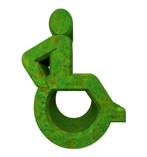 Simbolo universale della sedia a rotelle in erba (3d ) — Foto Stock