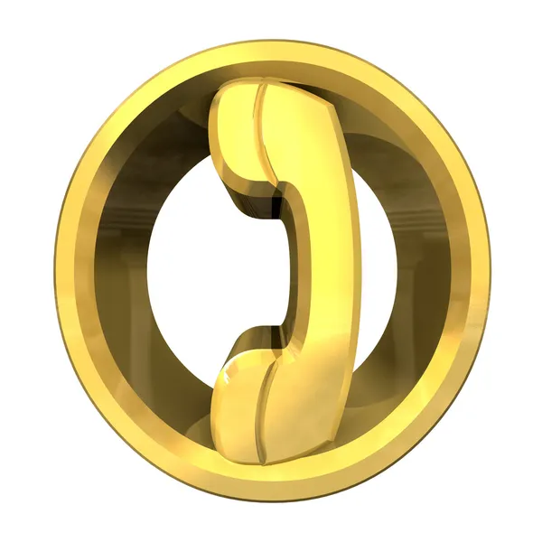 Phone symbol in gold - 3D gold — Stock Photo, Image