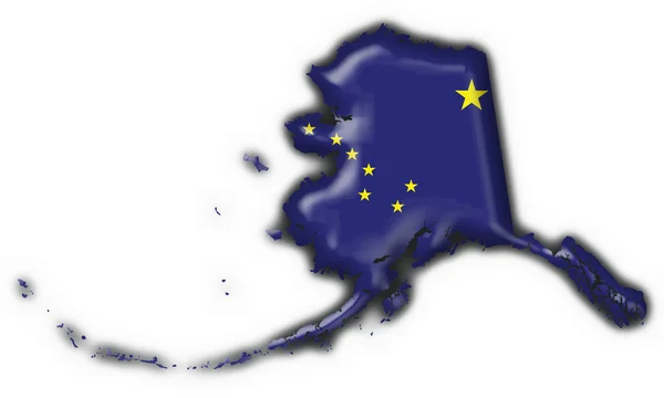 Aljaška (Usa stát) tlačítko příznak mapa tvar — Stock fotografie