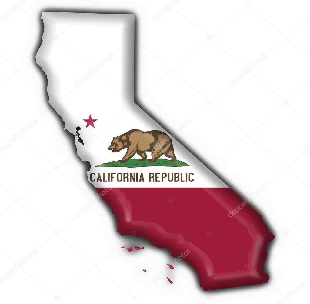 California (USA State) button flag map shape
