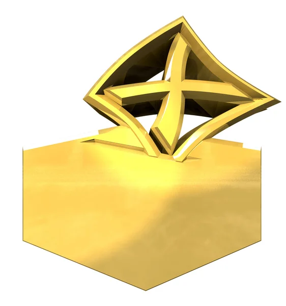 Symbol of placing a voting slip into a ballot box over a white b — Stock Photo, Image