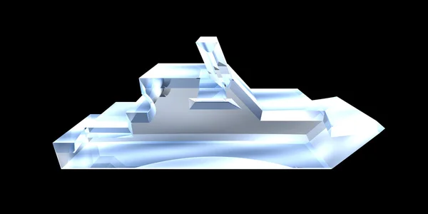 ホワイト バック グラウンド 3 d ガラス上のヨットのアイコン — ストック写真