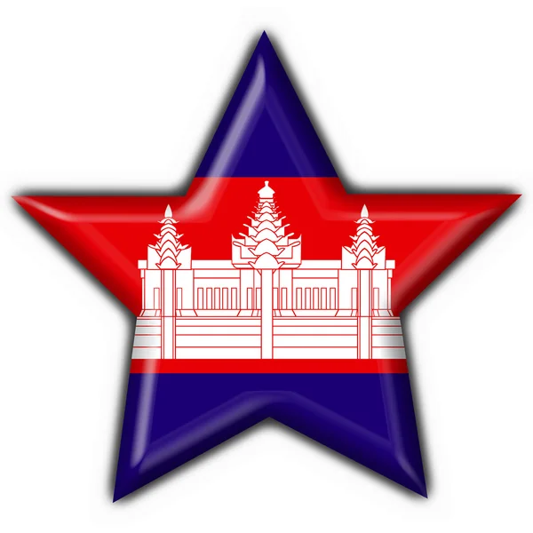 Forma Estrela Bandeira Botão Cambodia — Fotografia de Stock