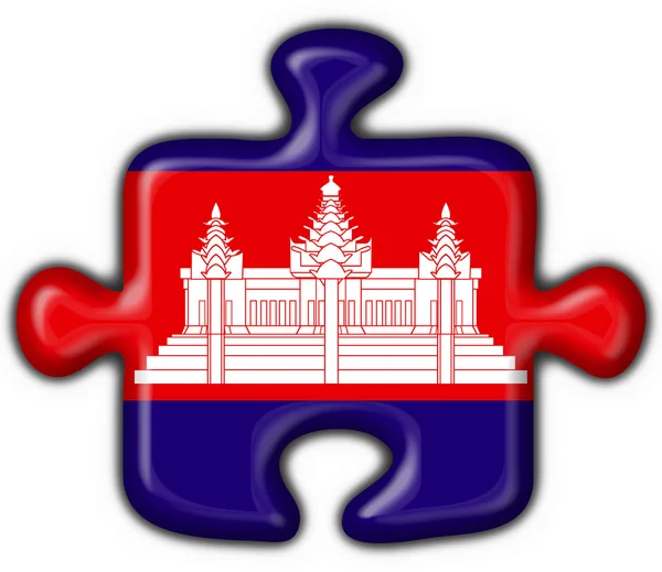 Cambodia button flag puzzle shape — Stock Photo, Image