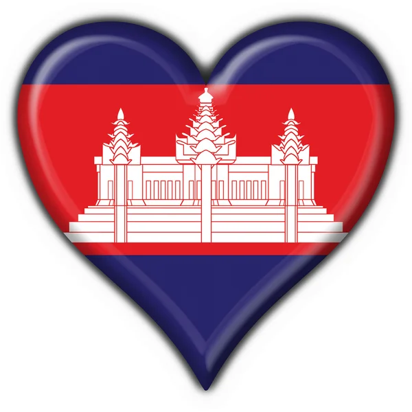 Forma Coração Bandeira Botão Cambodia — Fotografia de Stock