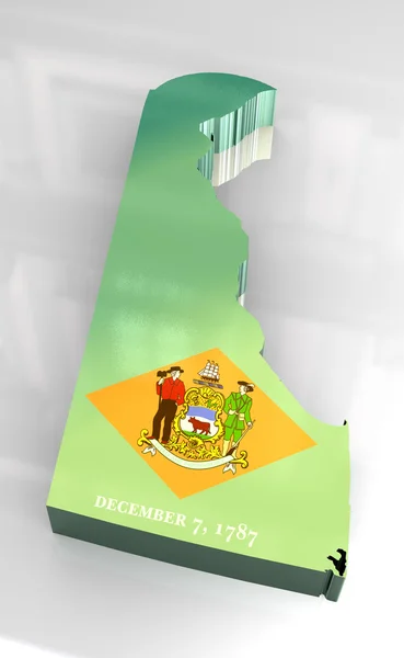 特拉华州的 3d 制作的国旗地图 — 图库照片