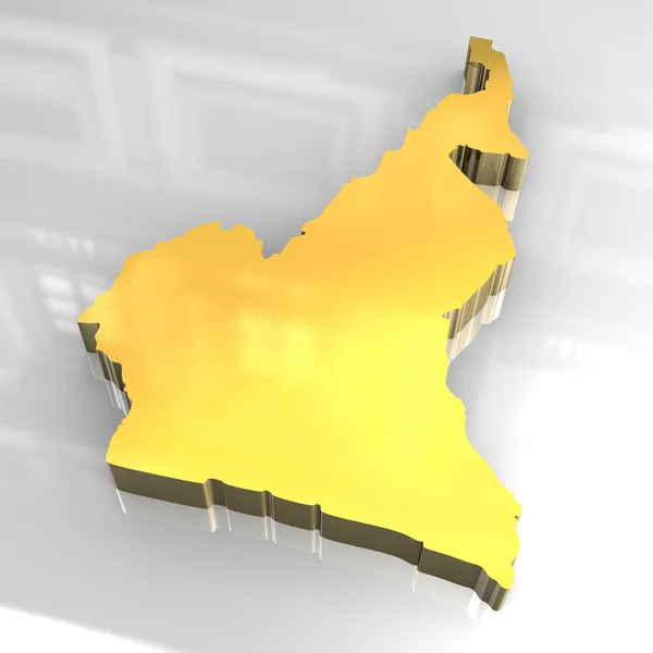 3d mapa dorado de camerún — Foto de Stock