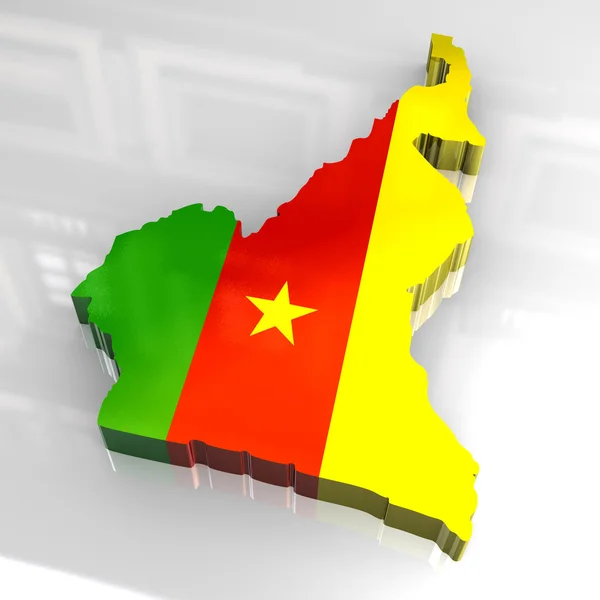 喀麦隆国旗地图 — 图库照片