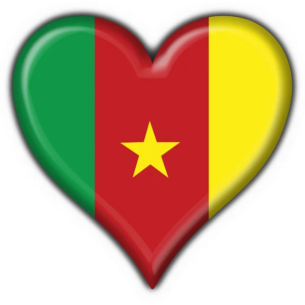 Kamerun przycisk flaga kształt serca — Zdjęcie stockowe