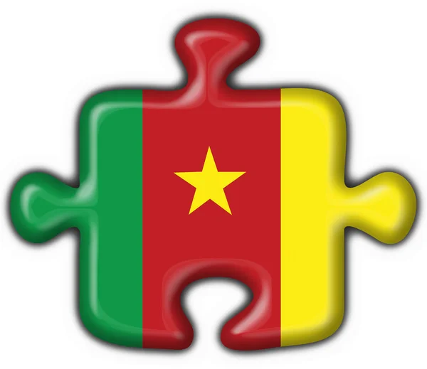 Camerún botón bandera rompecabezas forma —  Fotos de Stock