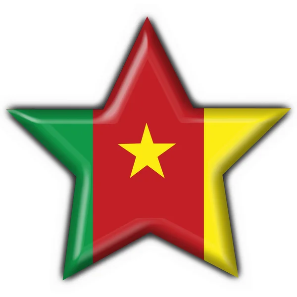 Pulsante Camerun bandiera forma stella — Foto Stock