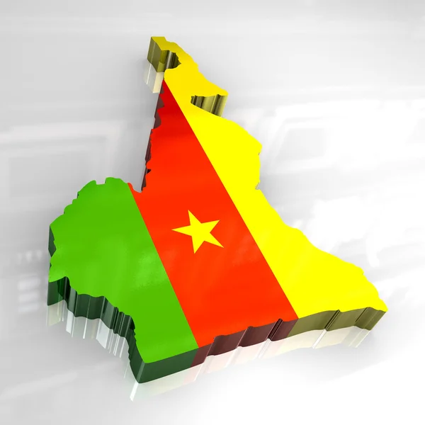 喀麦隆国旗地图 — 图库照片