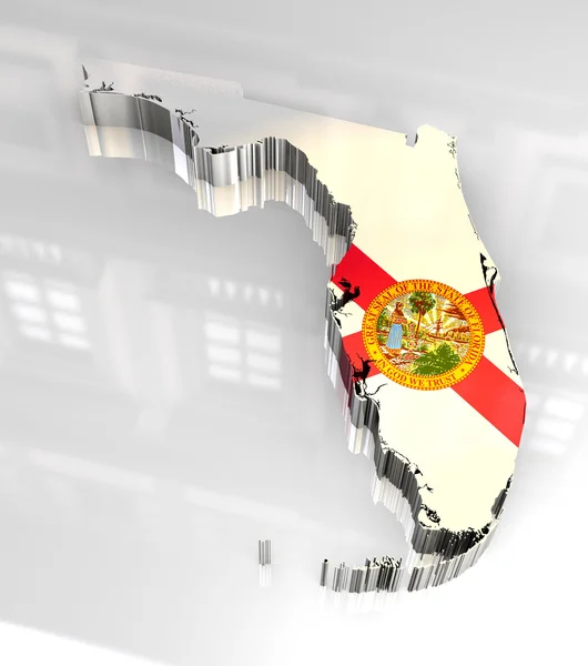 Gemaakte Vlag Kaart Van Florida — Stockfoto