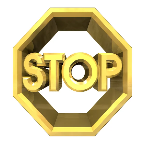 Símbolo 3D STOP en oro —  Fotos de Stock