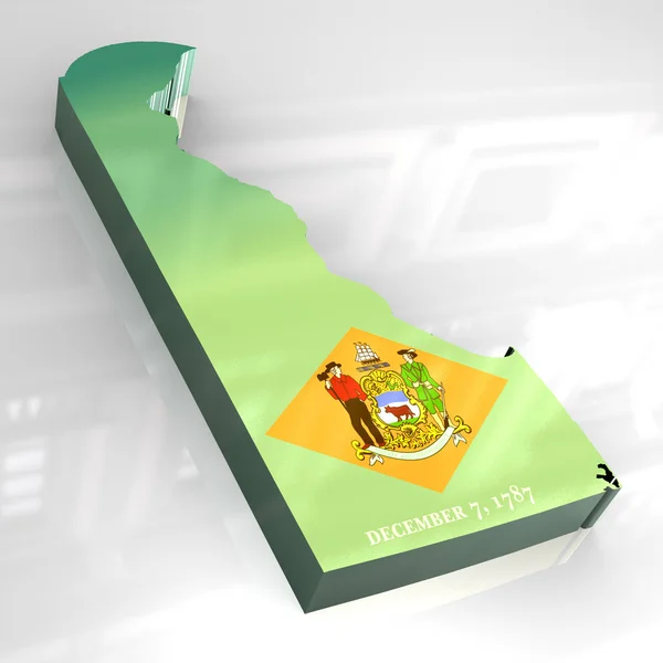 3D erstellte Flaggenkarte von Delaware — Stockfoto