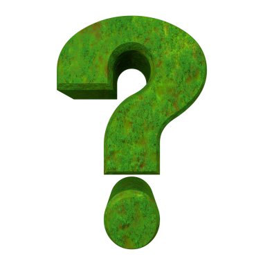 3d made - question mark in green grass clipart