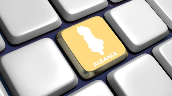 Toetsenbord (detail) met Albanië kaart sleutel - 3d gemaakt — Stockfoto