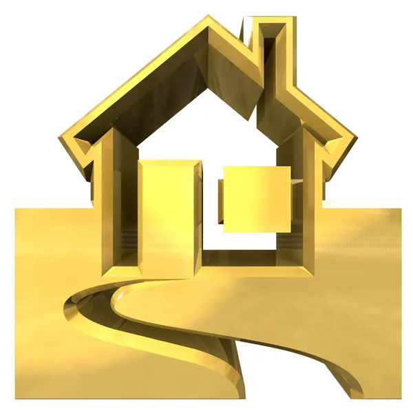 House Icon in gold - 3d — Stock Photo, Image