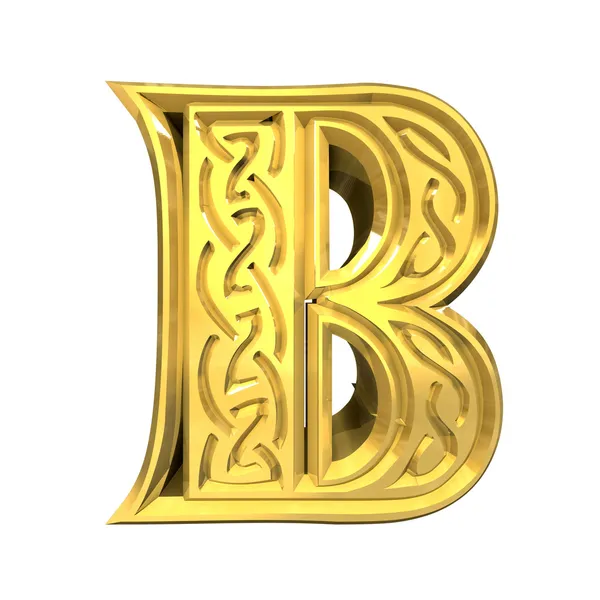 3d illustration of Celtic alphabet letter B — Stock Photo, Image