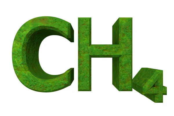 3D-formules van de chemie in gras van methaan — Stockfoto