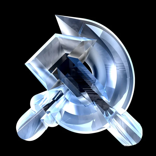 3d hammer and sickle symbol in glass — Stock Photo, Image