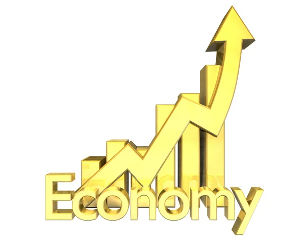 Economia 3d - Estatísticas gráficas em ouro — Fotografia de Stock