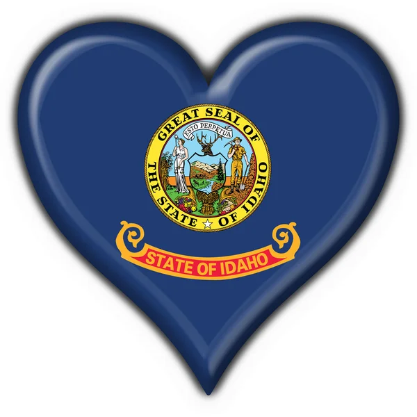 Idaho (Estado dos Estados Unidos) botão bandeira forma do coração — Fotografia de Stock