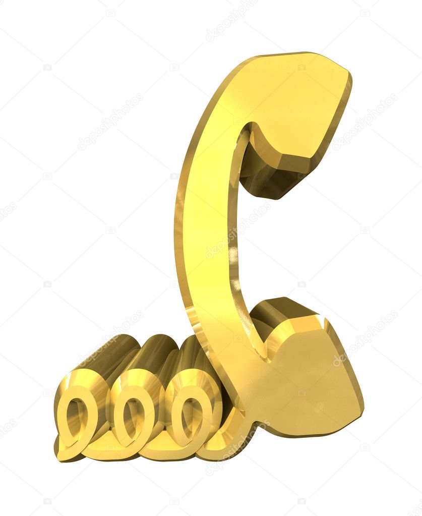 Phone symbol in gold - 3D gold