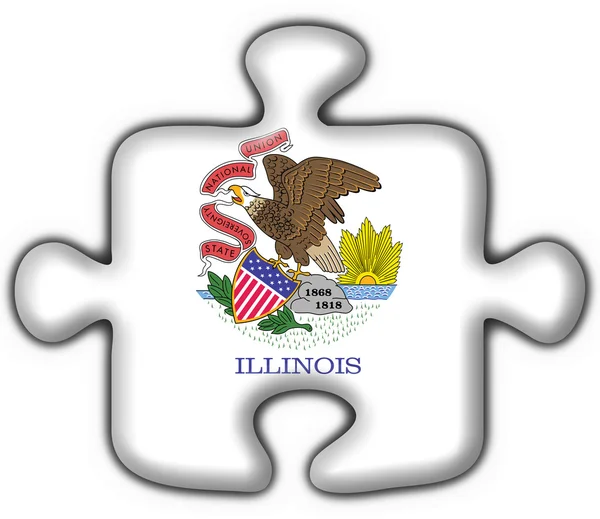 Illinois (Estados Unidos de América) botón bandera rompecabezas forma — Foto de Stock