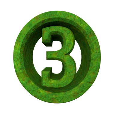 3d number 3 in green grass clipart