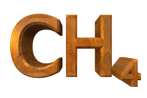 3d chemistry formulas in wood of Methane — Stock Photo, Image