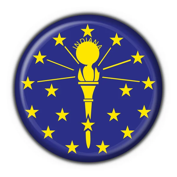 Indiana (stan Usa) przycisk flaga okrągły kształt — Zdjęcie stockowe