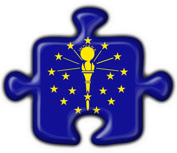 Indiana (USA Etat) forme de puzzle drapeau bouton — Photo