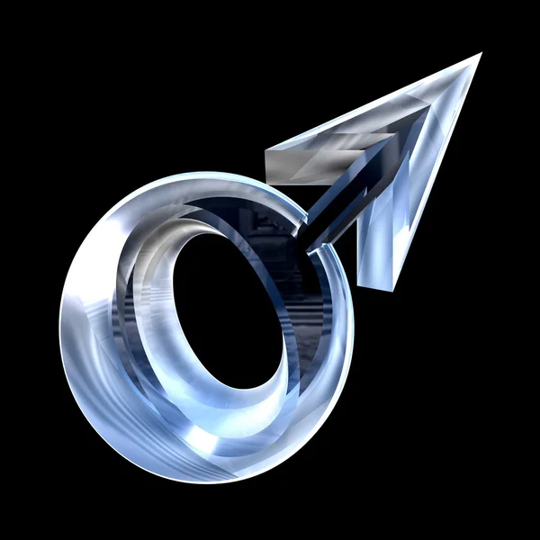 Male sex symbols in glass (3D) — Stock Photo, Image